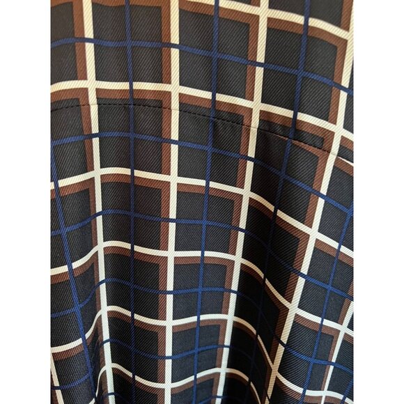 J Crew SILK Midi Dress 10 Black Cream Blue Brown A Line Career Church - Picture 14 of 16